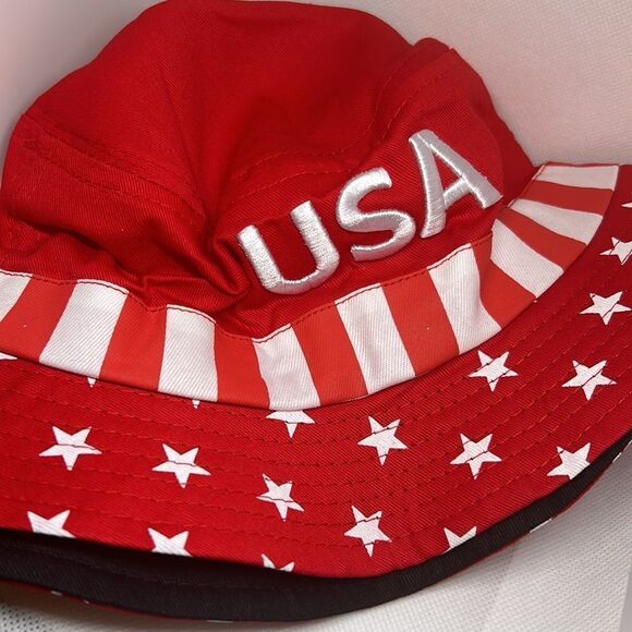 USA Flag Embroidery Bucket Hat Basin Hat Unisex Fisherman Cap - Picture 3 of 4